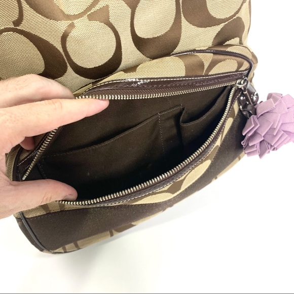 SOLD Coach Signature Brown Beige Canvas Backpack - Picture 4 of 13
